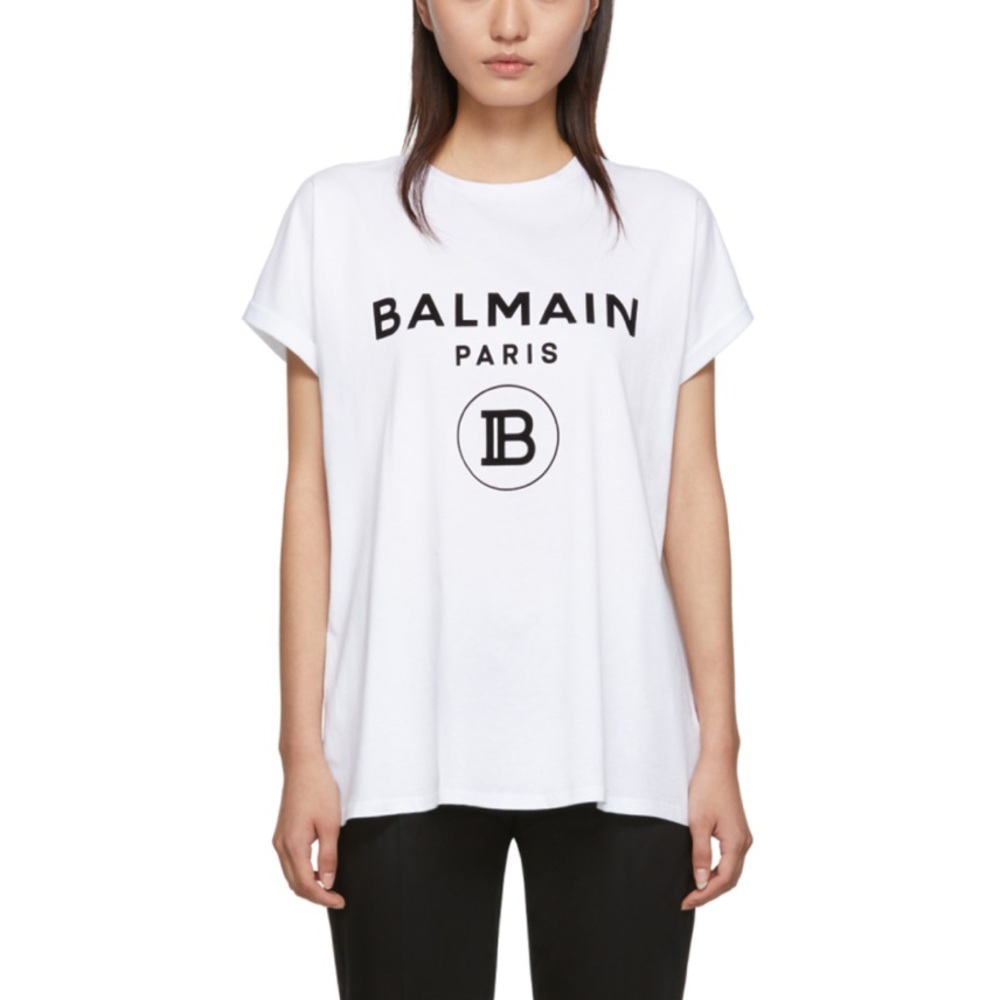Balmain White Flocked T shirt - Picture 2 of 3